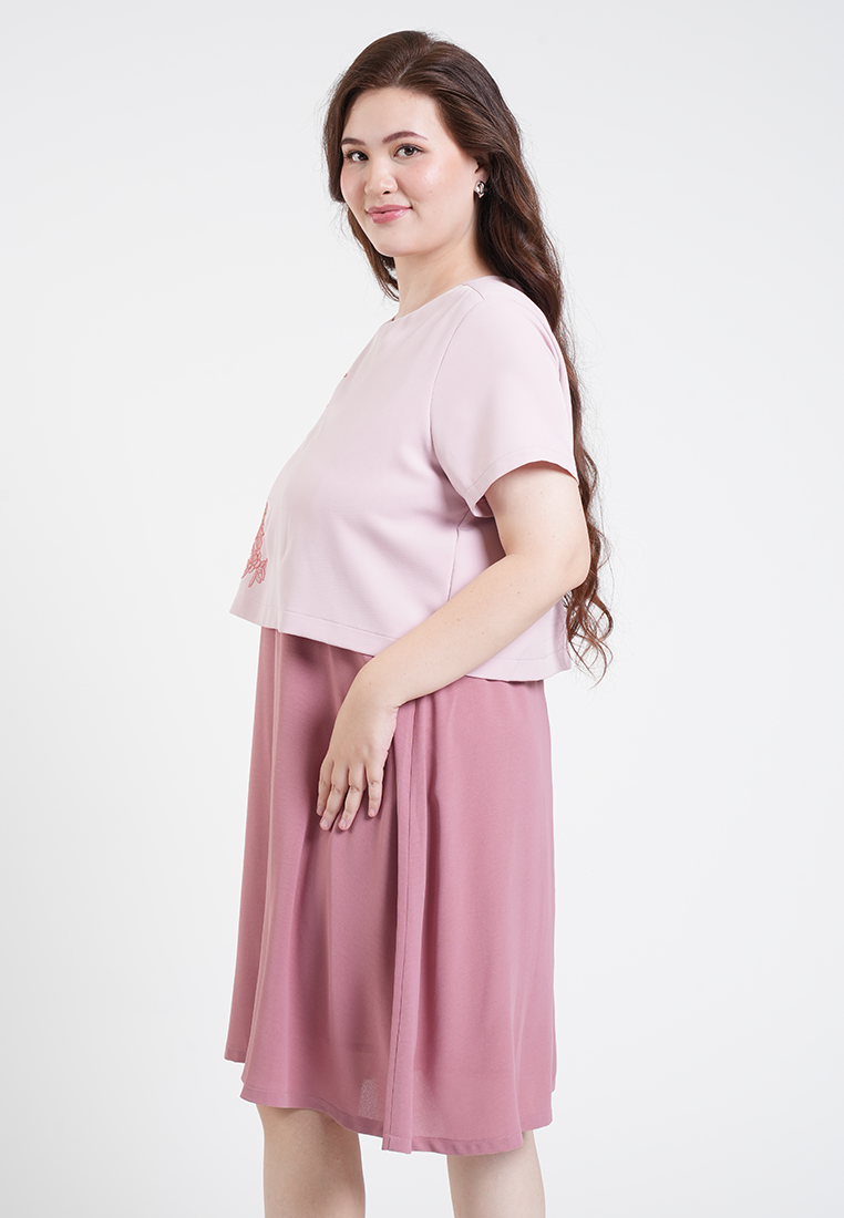 Milly Plus Size Samantha Floral Overlay A-Line Dress