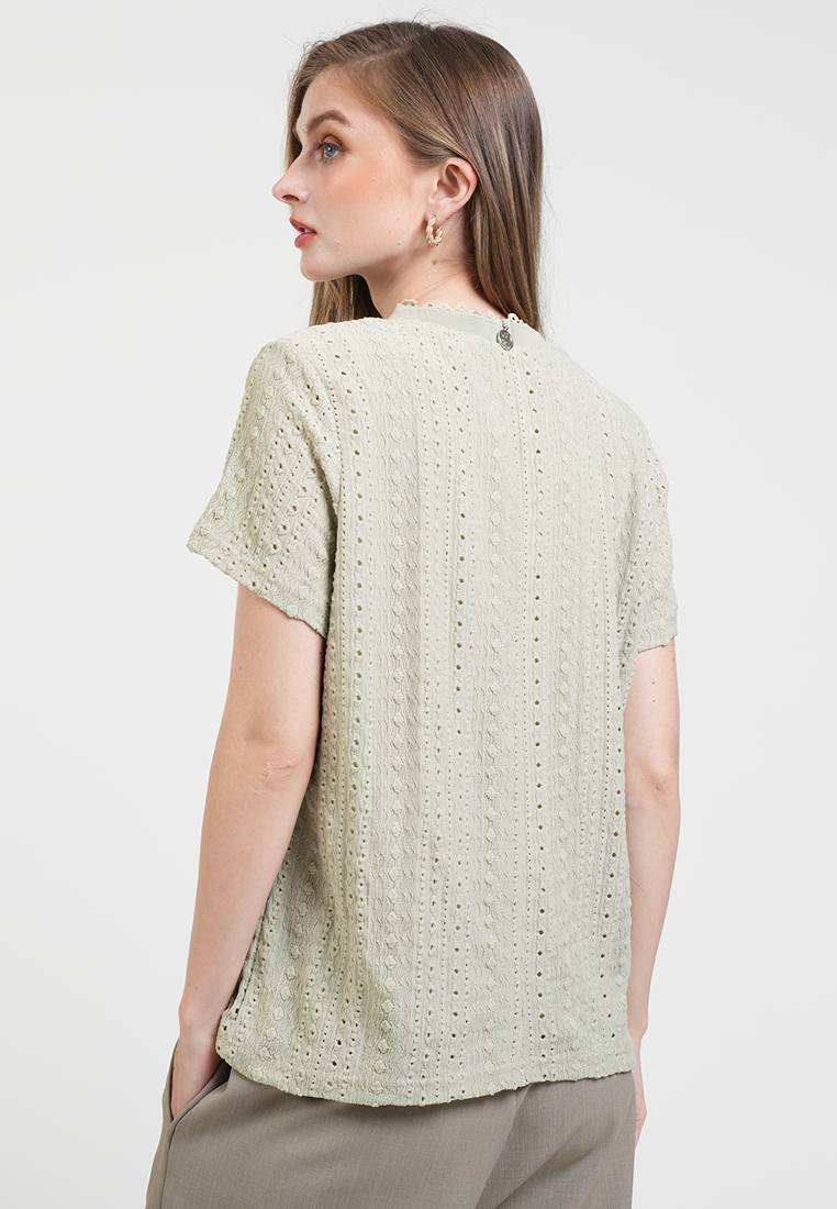 Arrabella Lace Trim Eyelet Top
