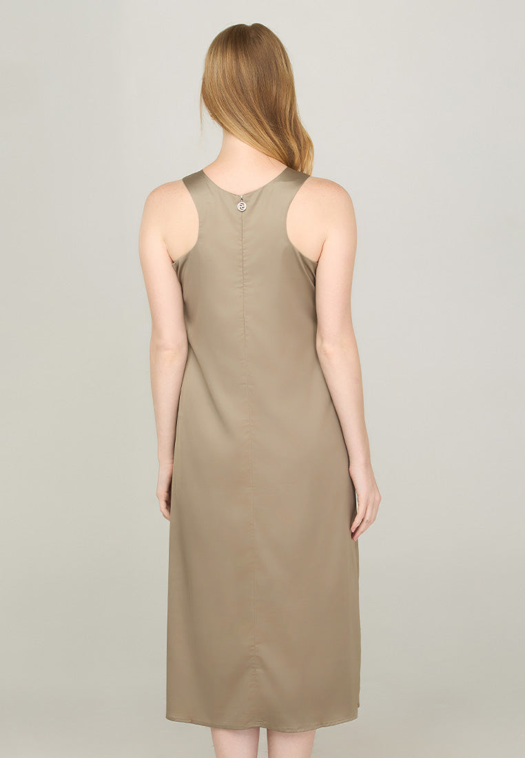 old navy brown satin dress Mackenzie Brown Satin Plunge-Neck Draped Maxi Dress – Club L London