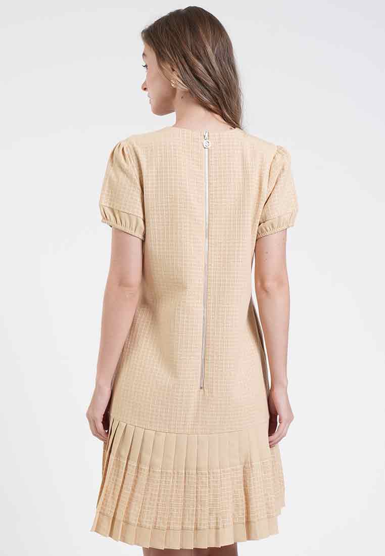 Lyca Grid Pleated Sheath Dress