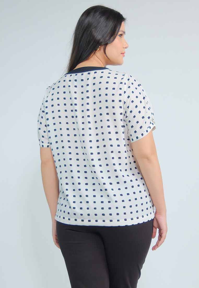Milly Plus Size Mabel Geometric Print with Ribbon Collar Detail