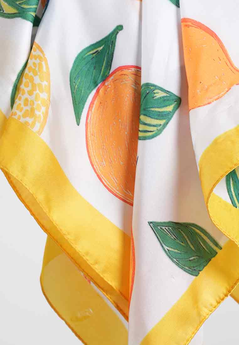 Orange and Lemon Print Square Scarf