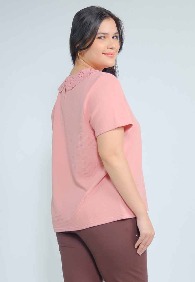Milly Plus Size Remi Textured Knit Top with Eyelet Collar