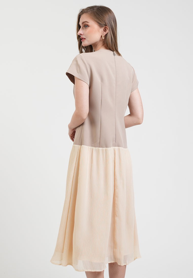 Claudine Structured Two-Tone Midi Dress
