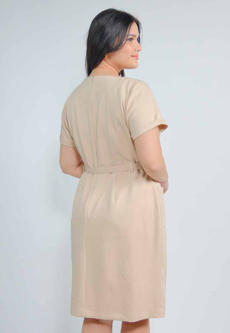 Milly Plus Size Maryam Square Neck Shift Dress with Belt