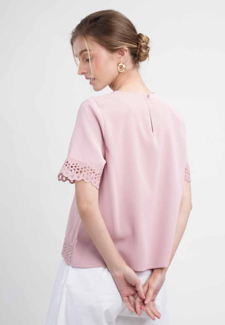 Faye Short-Sleeve Tee with Lace Trim