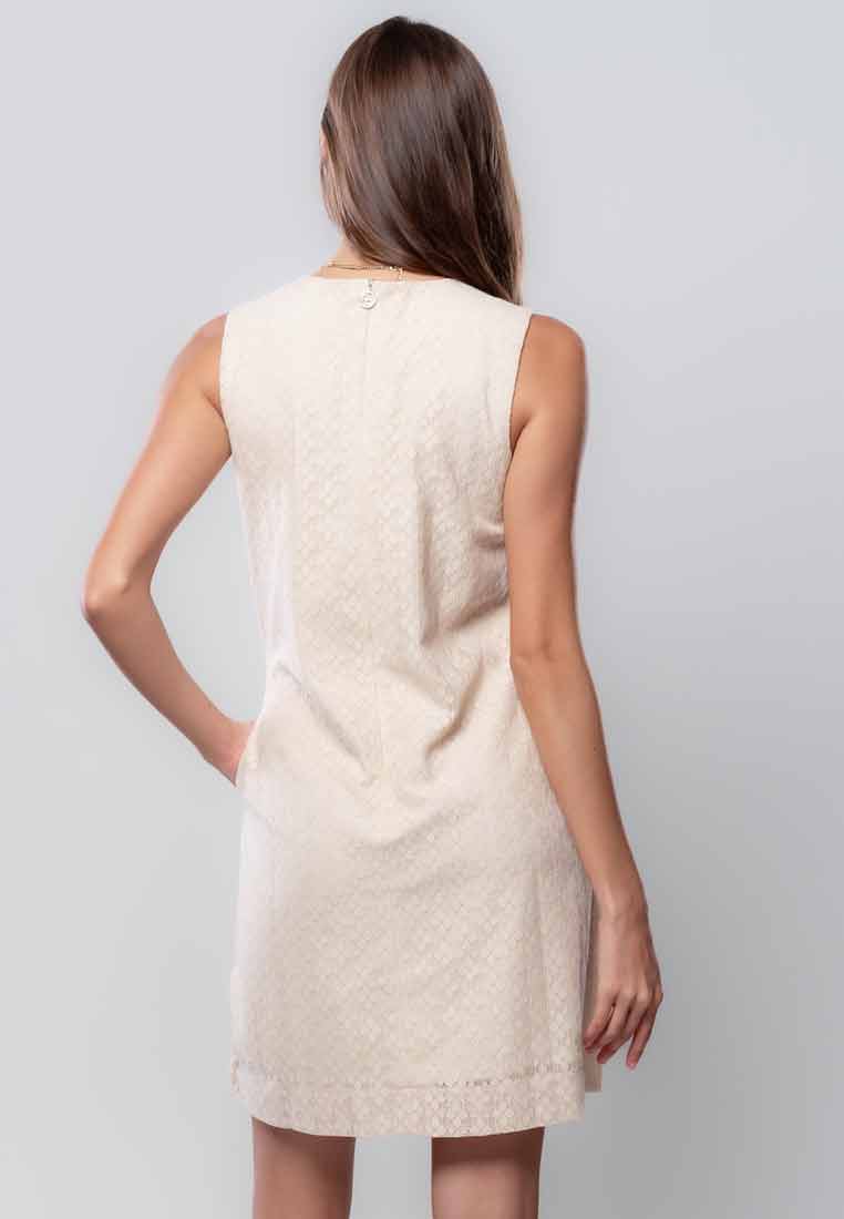 Soreille Sleeveless Lace Dress with Rounded Neckline