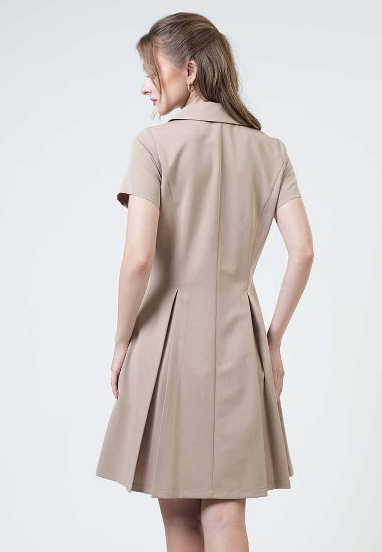Marlowe Asymmetric Pleated Button-Front Dres