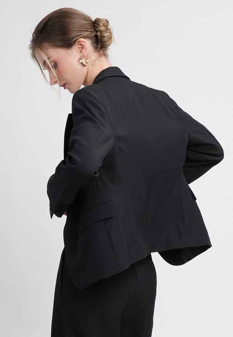 Eirene One-Button Workwear Blazer with Curved Hem