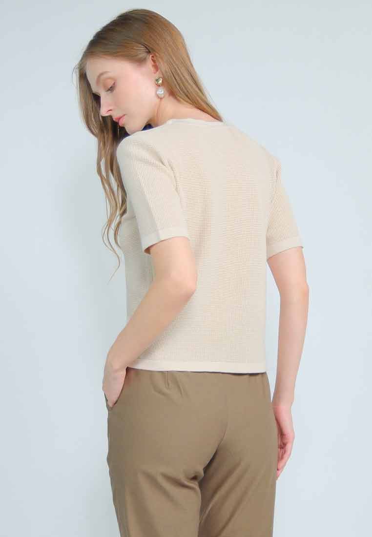 Isolyn Knitted Top with Tone on Tone Ribbing