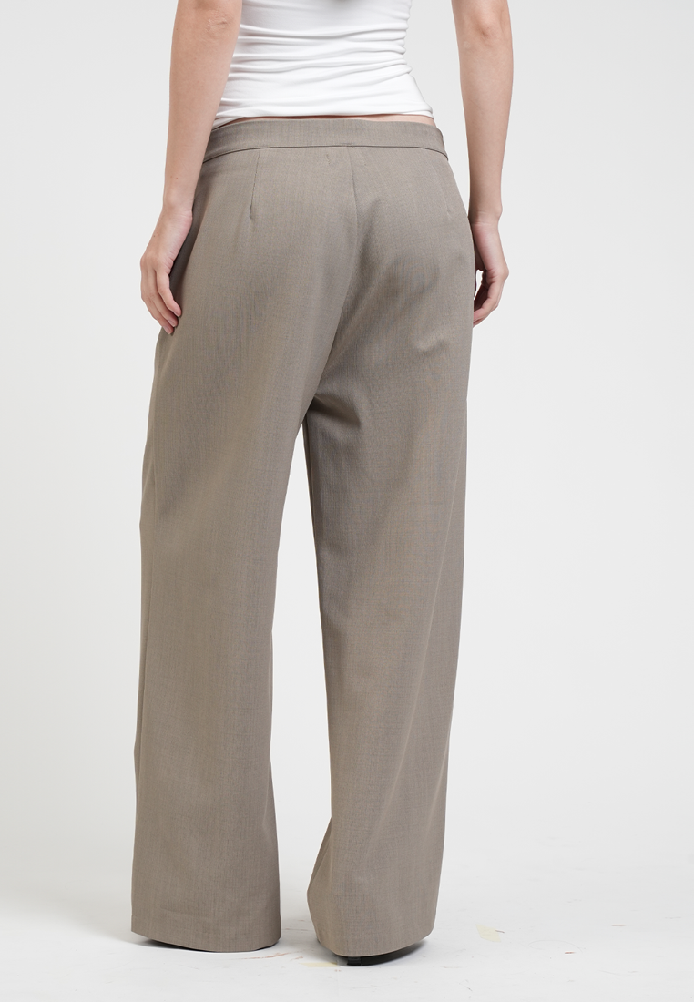 Charlie Button-Accent Straight Pants