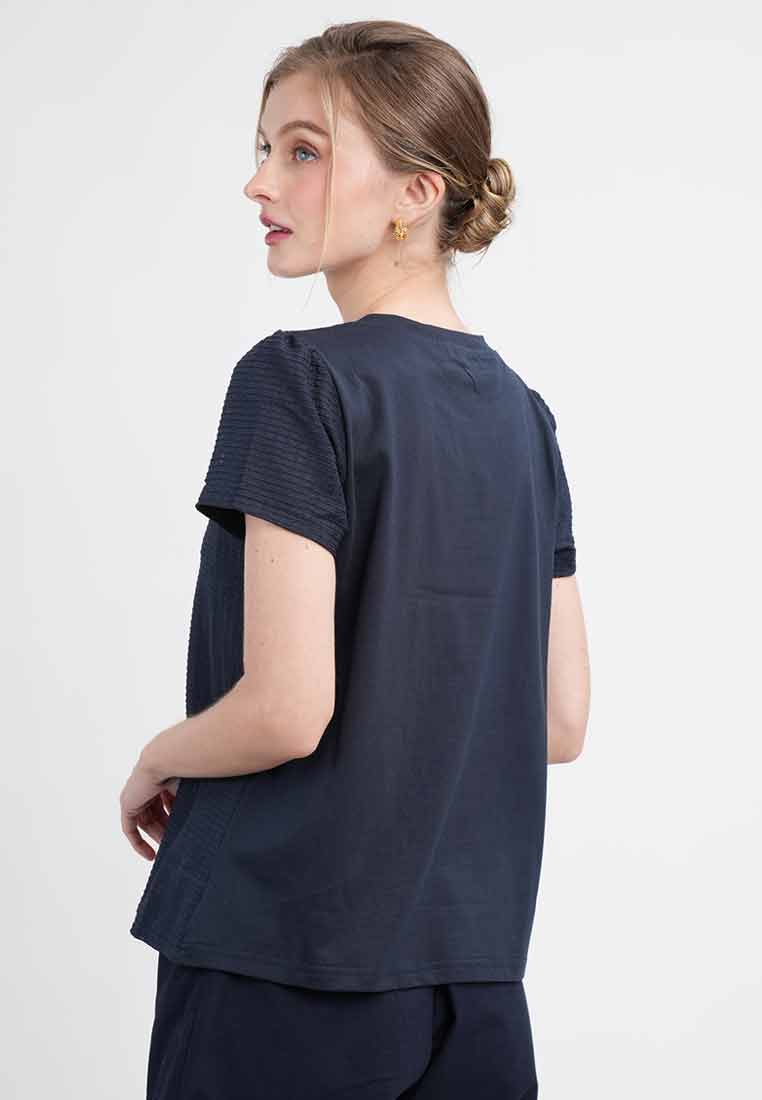 Vera Textured Woven Top with Short Puff Sleeves