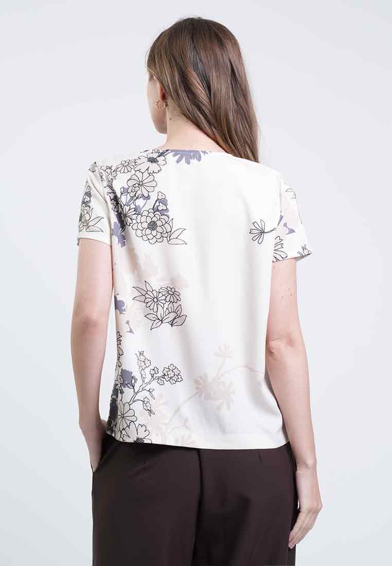 Lauren Button-Front Floral Top