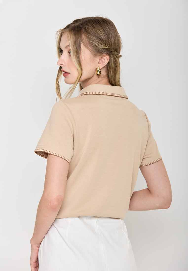 Jovie Collared Stitch Knit Top