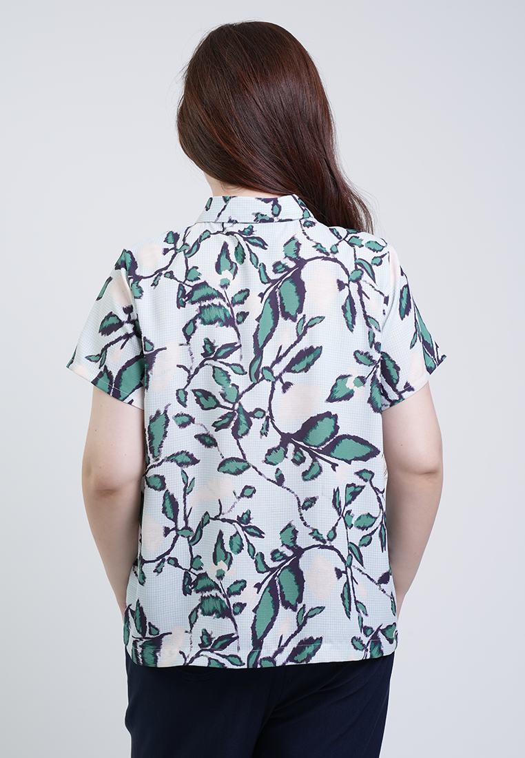Milly Plus Size Rosa Button-Down Collar Floral Blouse