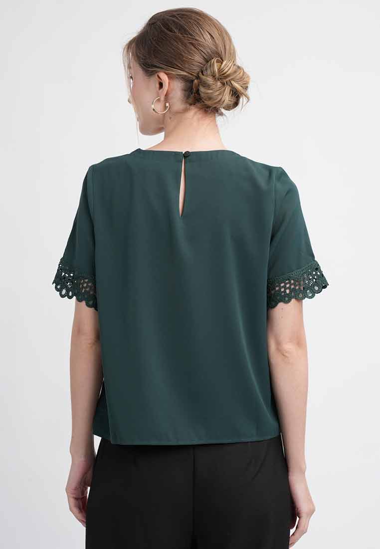 Faye Short-Sleeve Tee with Lace Trim