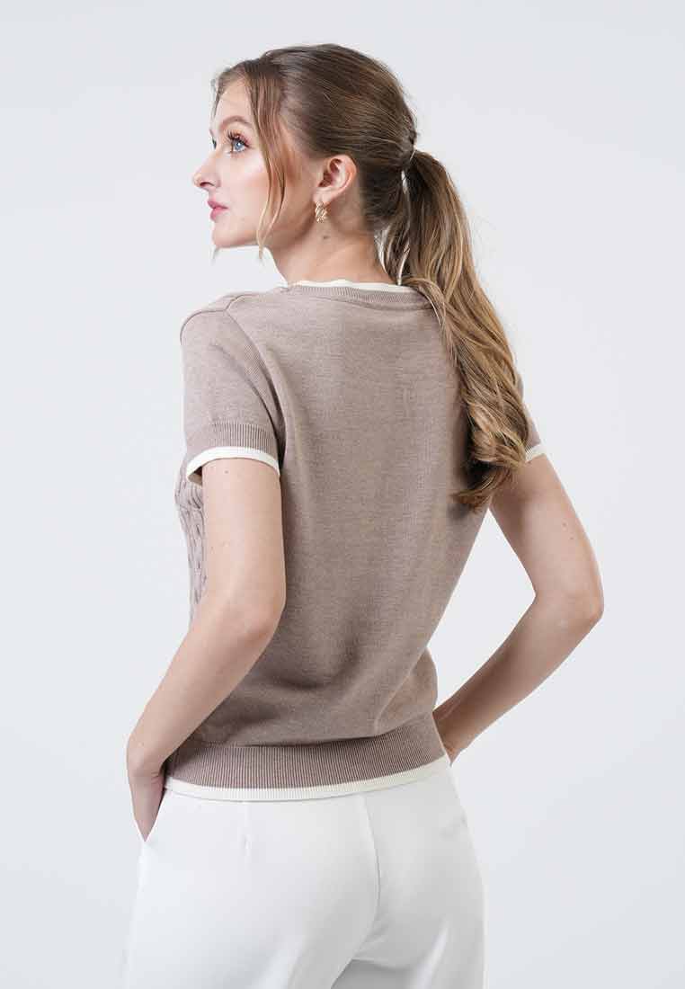 Clarisse Contrast Tipped Knit Top