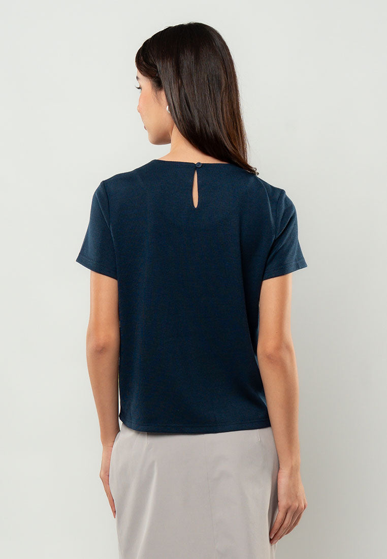 Audrey Scallop-Trim Pocket Knit Top