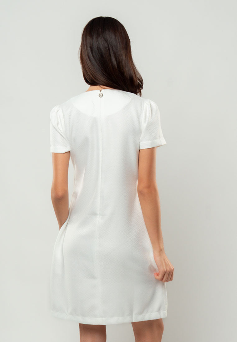 Denise Floral-Appliqué Shift Dress