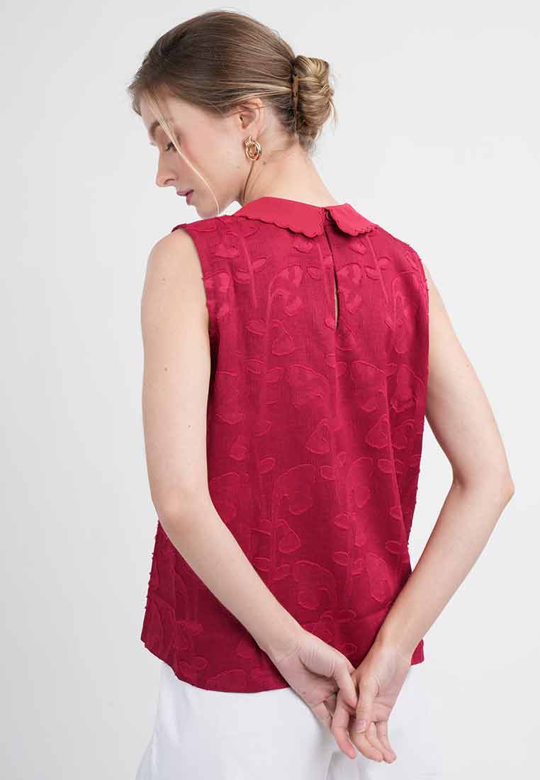 Clara Sleeveless Scalloped Collar Blouse