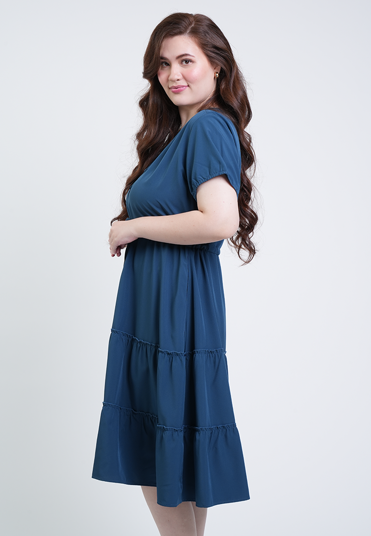 Milly Plus Size Thea Tiered Midi A-line Dress