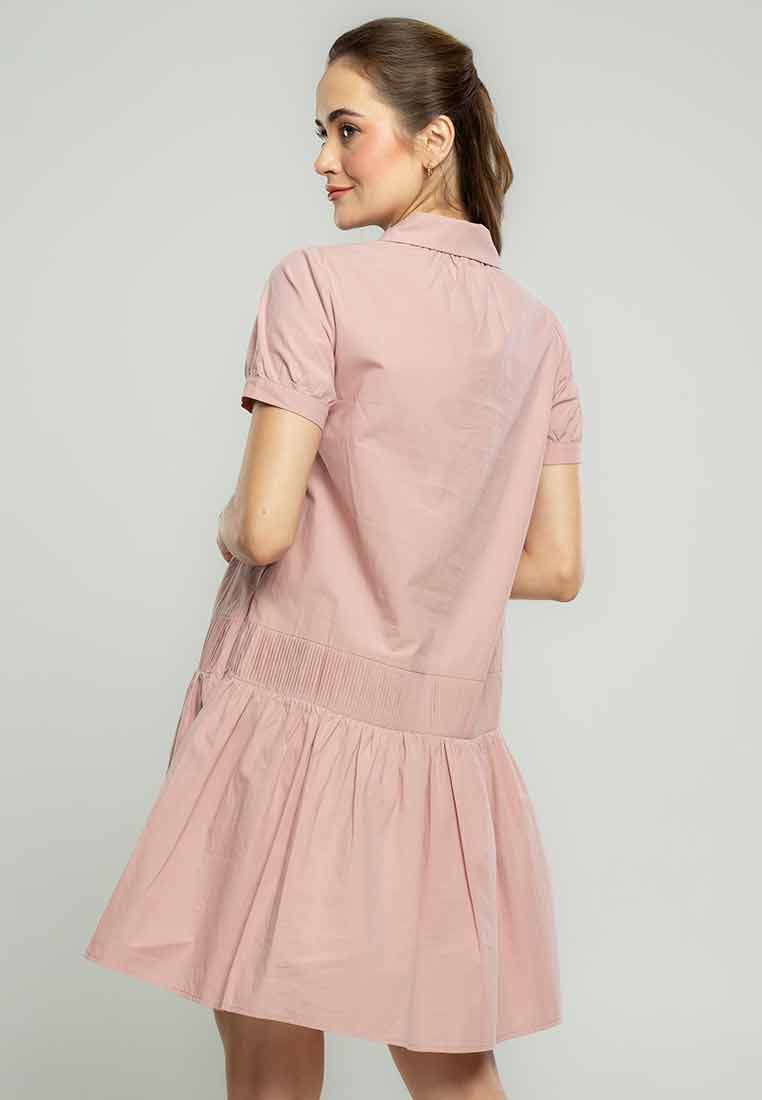 Rosy Collared Shirt Dress