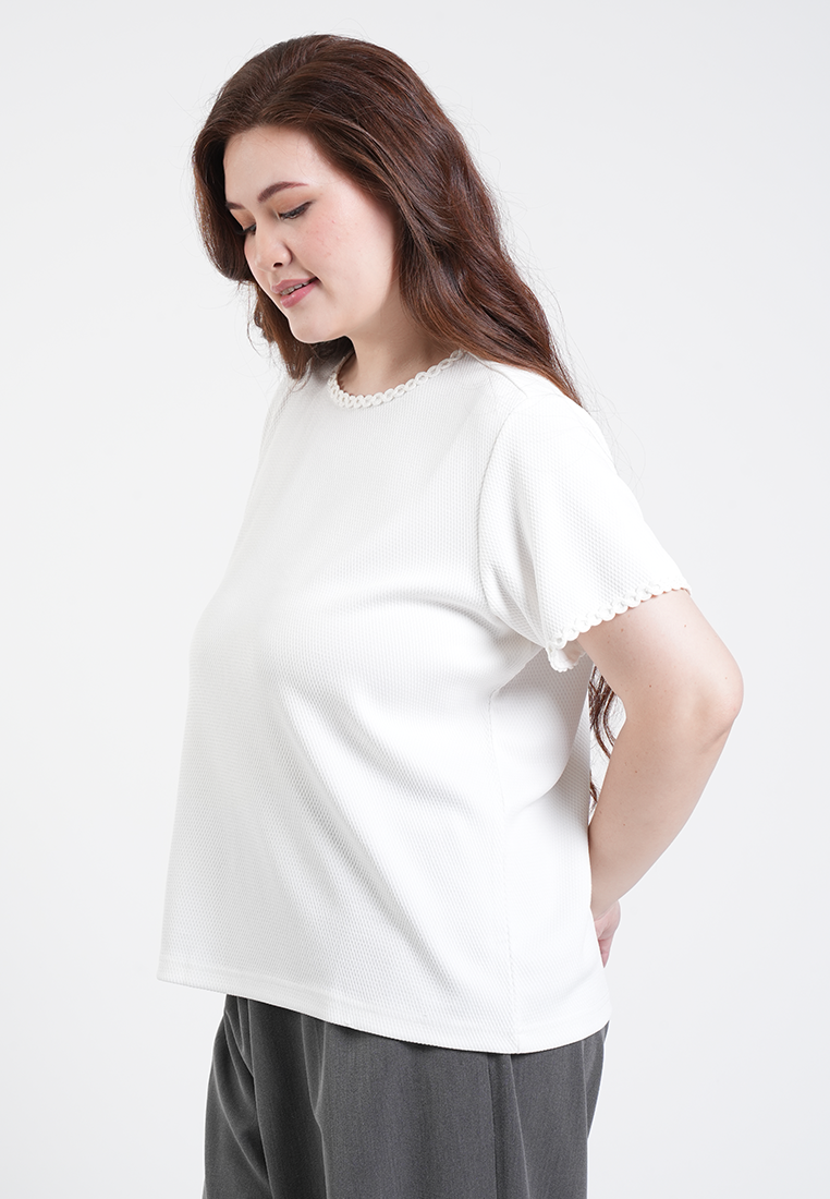 Milly Plus Size Solene Relaxed Scalloped Trim Top