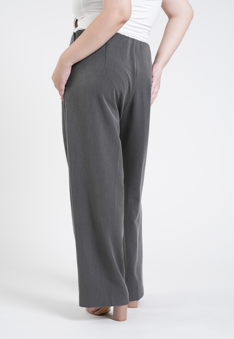 Milly Plus Size Vivienne Side-Button Wide-Leg Trousers