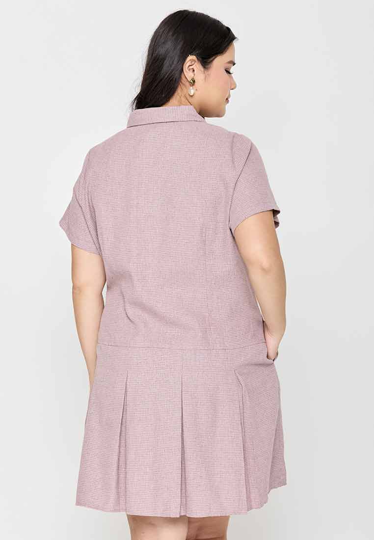 Milly Plus Size Sunniva Shirt Dress with Pleated Hem Details