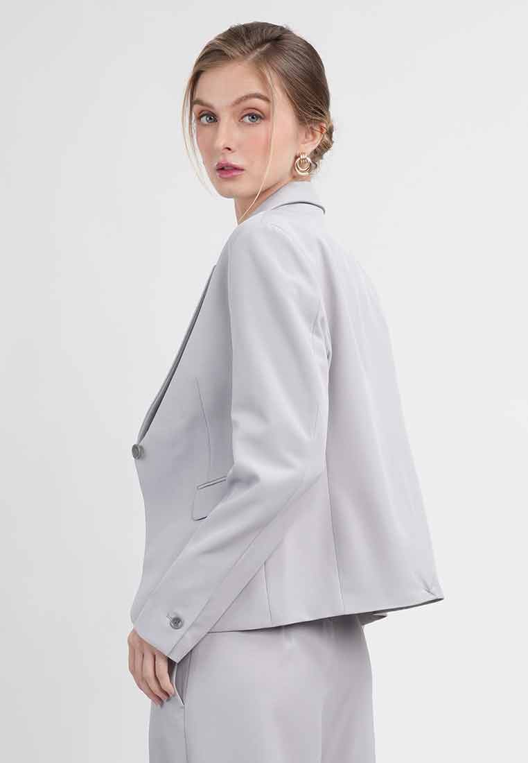 Eirene One-Button Workwear Blazer with Curved Hem