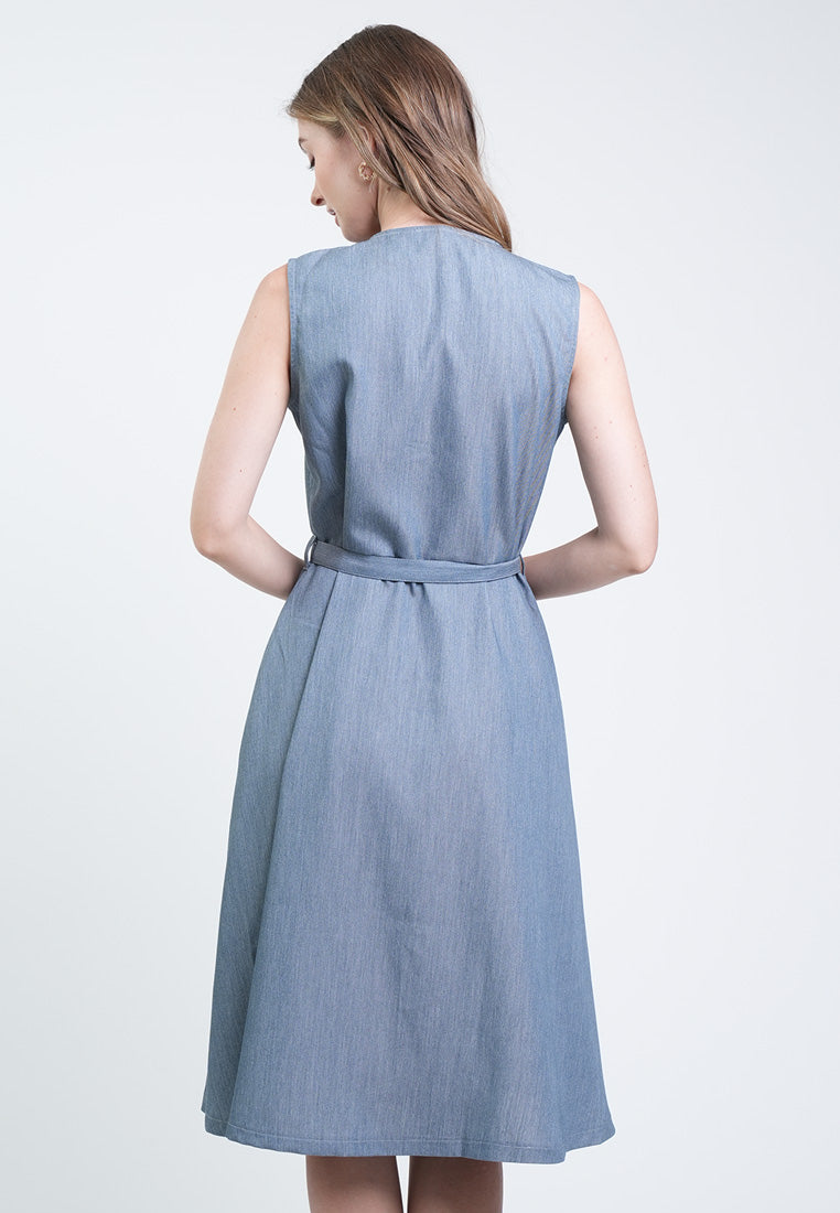 Valerie Belted Chambray Shirt Dress
