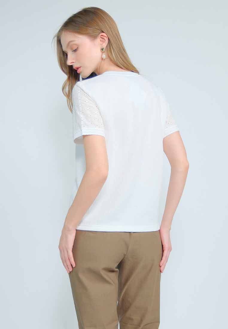 Rubie Knitted Top with Cotton Eyelet Sleeves