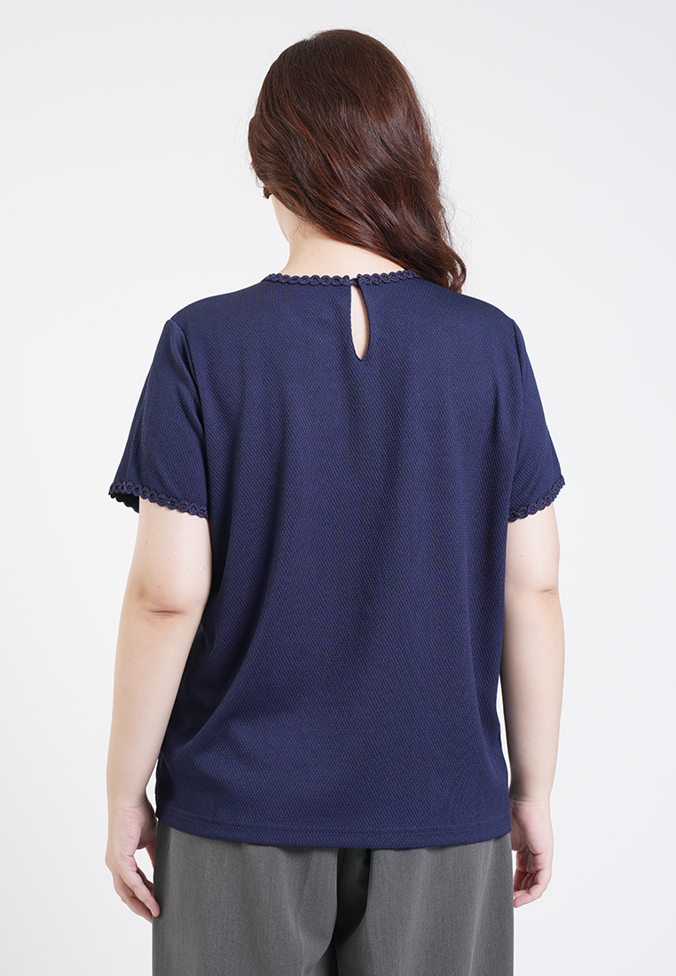 Milly Plus Size Solene Relaxed Scalloped Trim Top