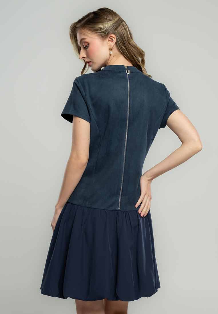 Lillie Short Sleeves A-Line Dress with Bubble Skirt