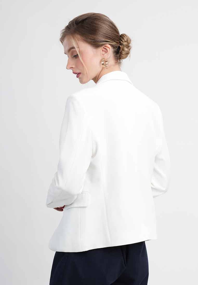 Eirene One-Button Workwear Blazer with Curved Hem