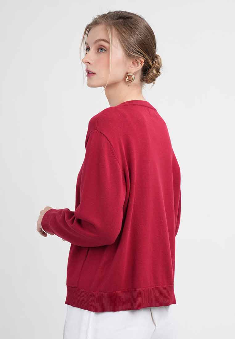Liana Essential Knit Crewneck Cardigan with Pockets