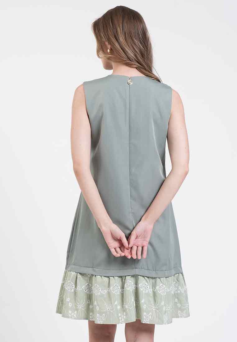 Grace Embroidered-Hem Sleeveless Dress