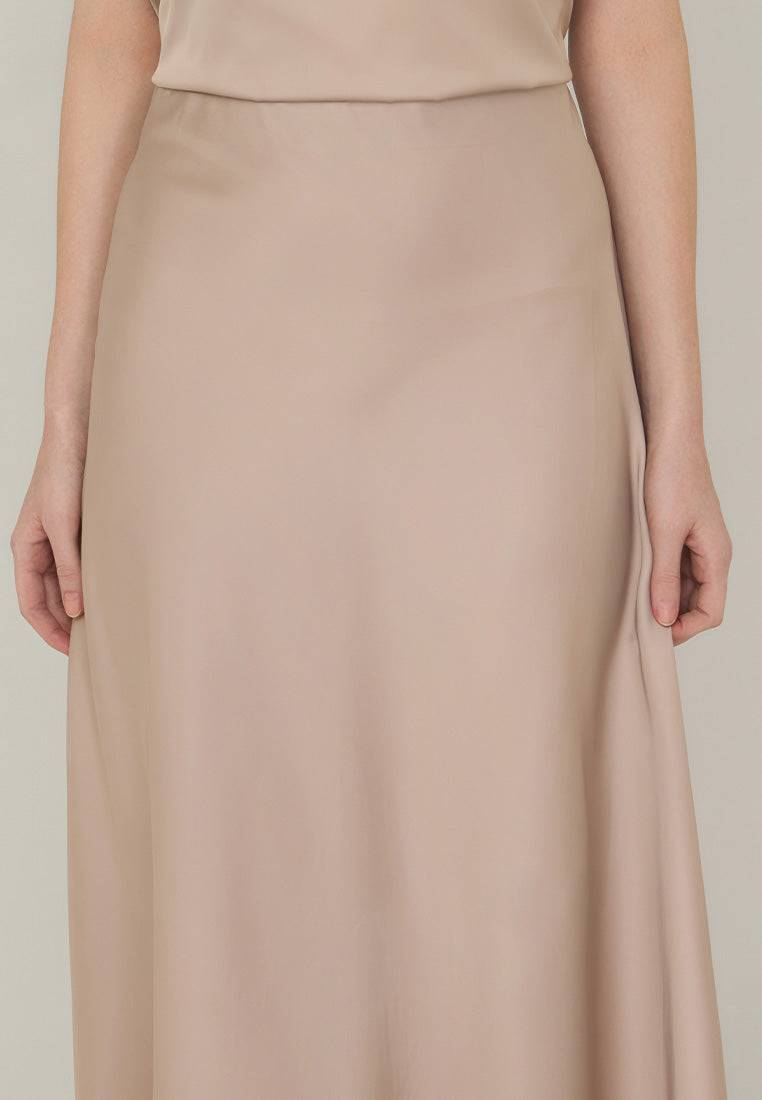 Jianna A-Line Maxi Skirt in Satin Fabric