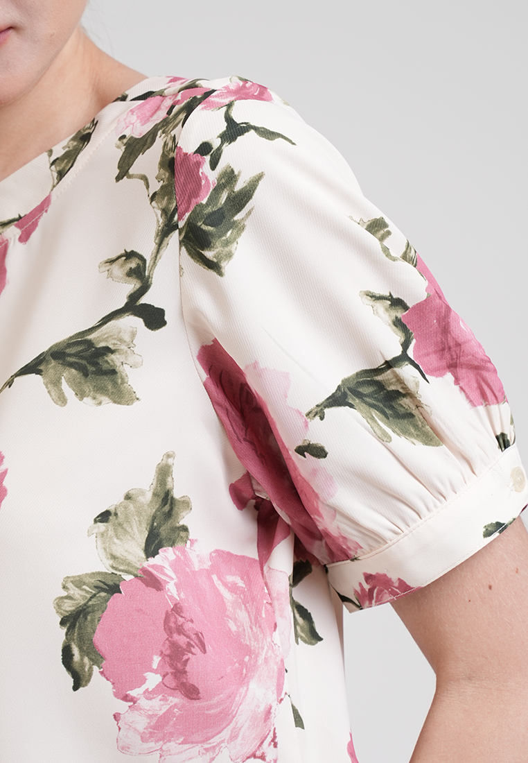 Mira Vintage Floral High-Neck Blouse