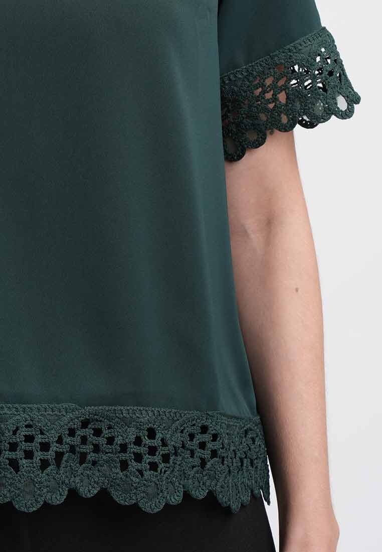 Faye Short-Sleeve Tee with Lace Trim