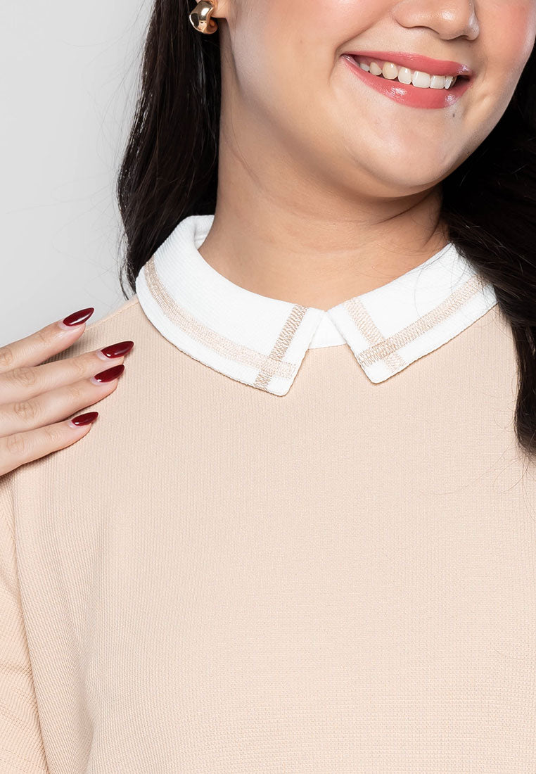 Milly Plus Size Kennedi Collared Top in Knit Fabric