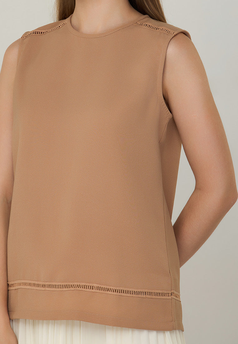Ruella Sleeveless Top with Lace Trimming