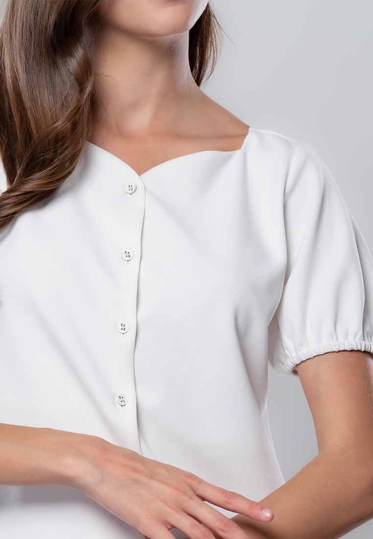 Lirienne Button-down Top with Sweetheart Neckline