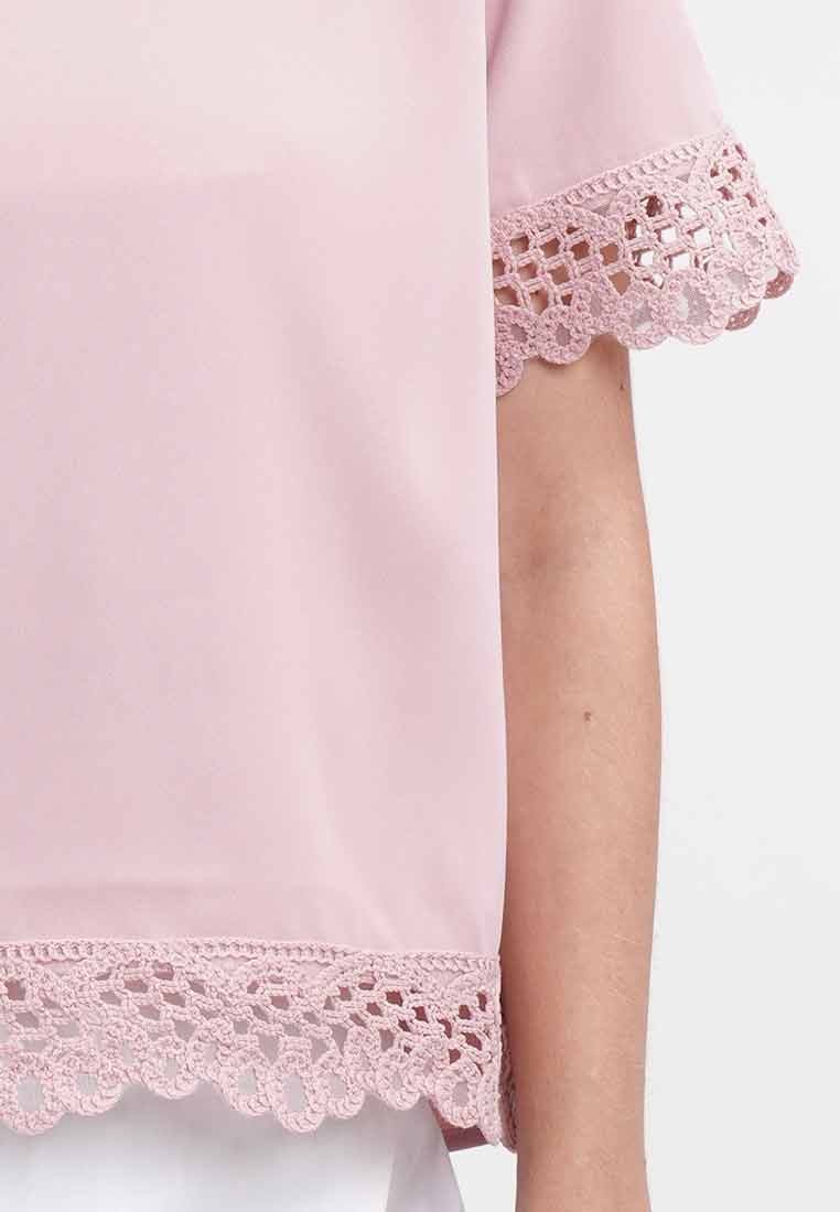 Faye Short-Sleeve Tee with Lace Trim