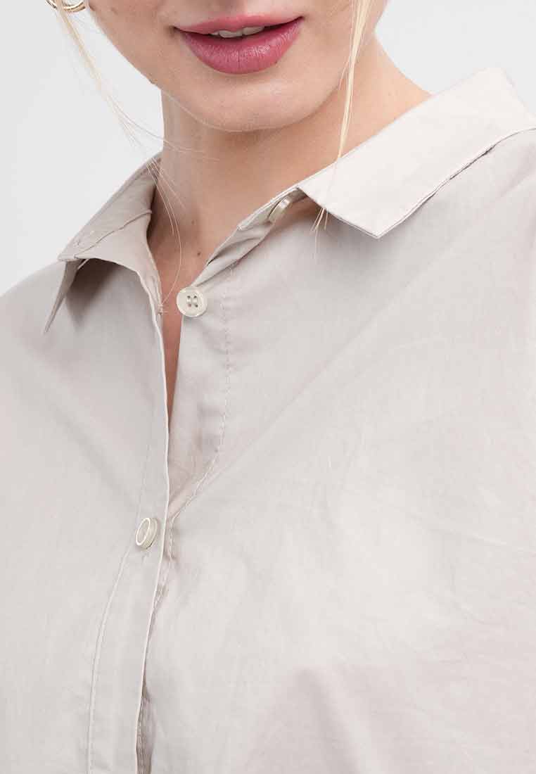 Odette Cropped Cap Sleeve Button-Up Shirt