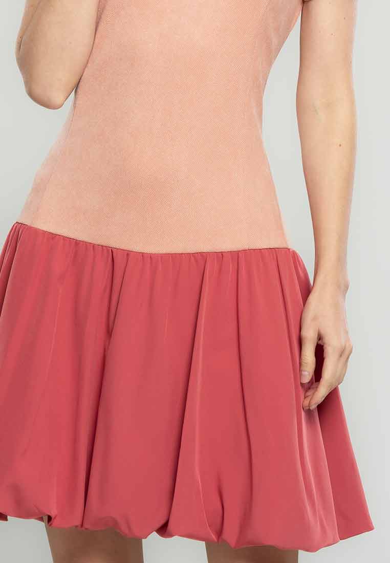 Lillie Short Sleeves A-Line Dress with Bubble Skirt