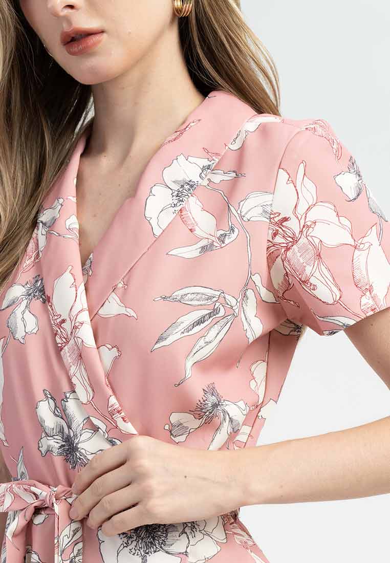 Nadia Floral Wrap A-Line Dres