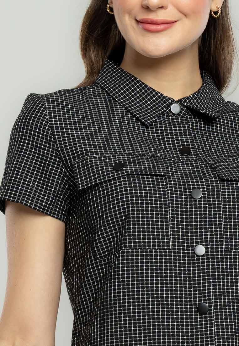 Laila Collared Shirt Dress in Pincheck Print