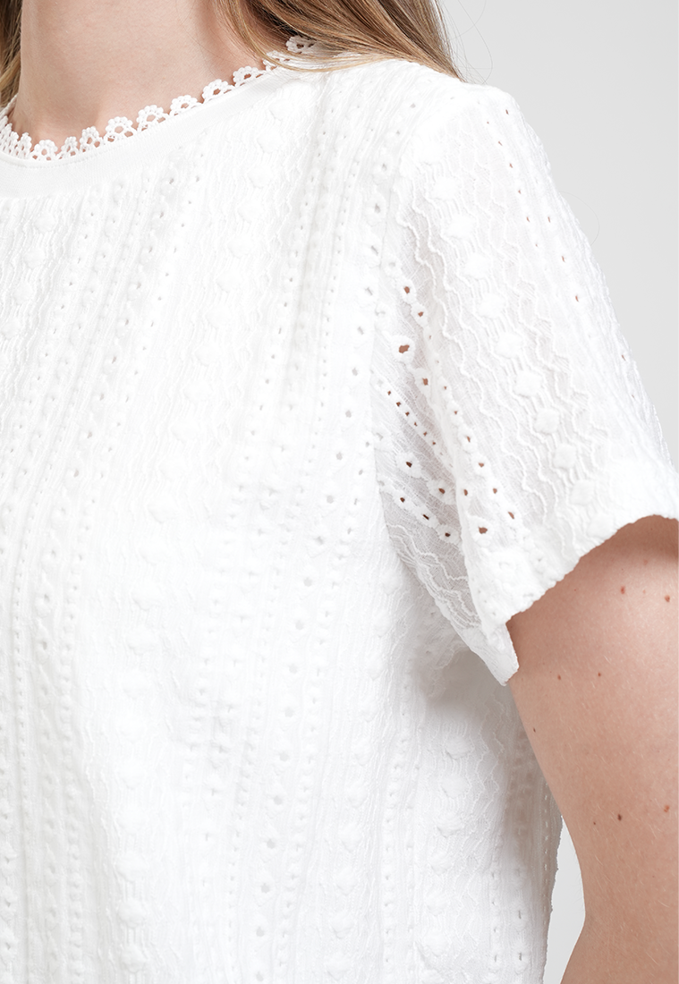 Arrabella Lace Trim Eyelet Top