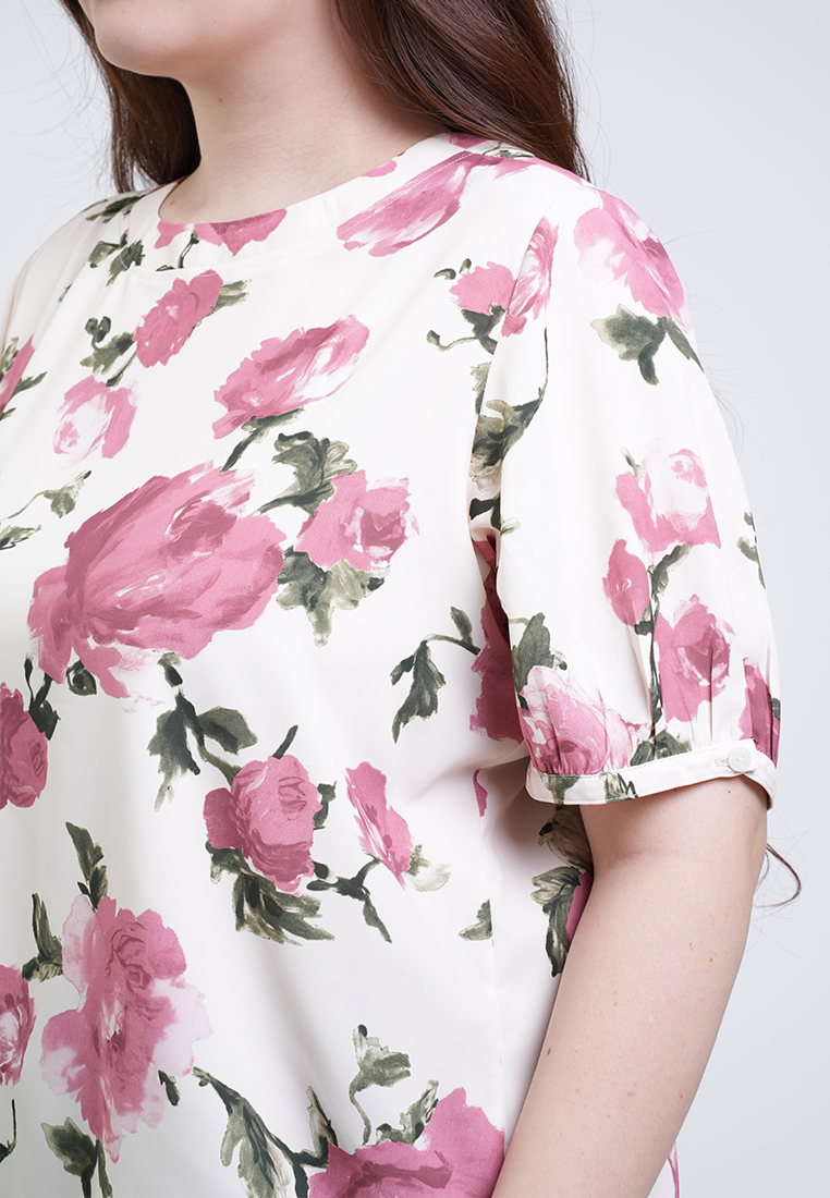 Milly Plus Size Alissa Puff Sleeve Boxy Floral Blouse